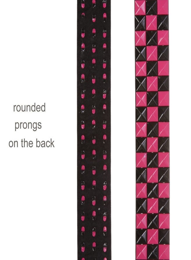 Beltiscool Snap On 1 1/2" Fuchsia & Black Checkerboard Punk Rock Studded Belt, black/fuchsia | s 30"-32" - Image 4